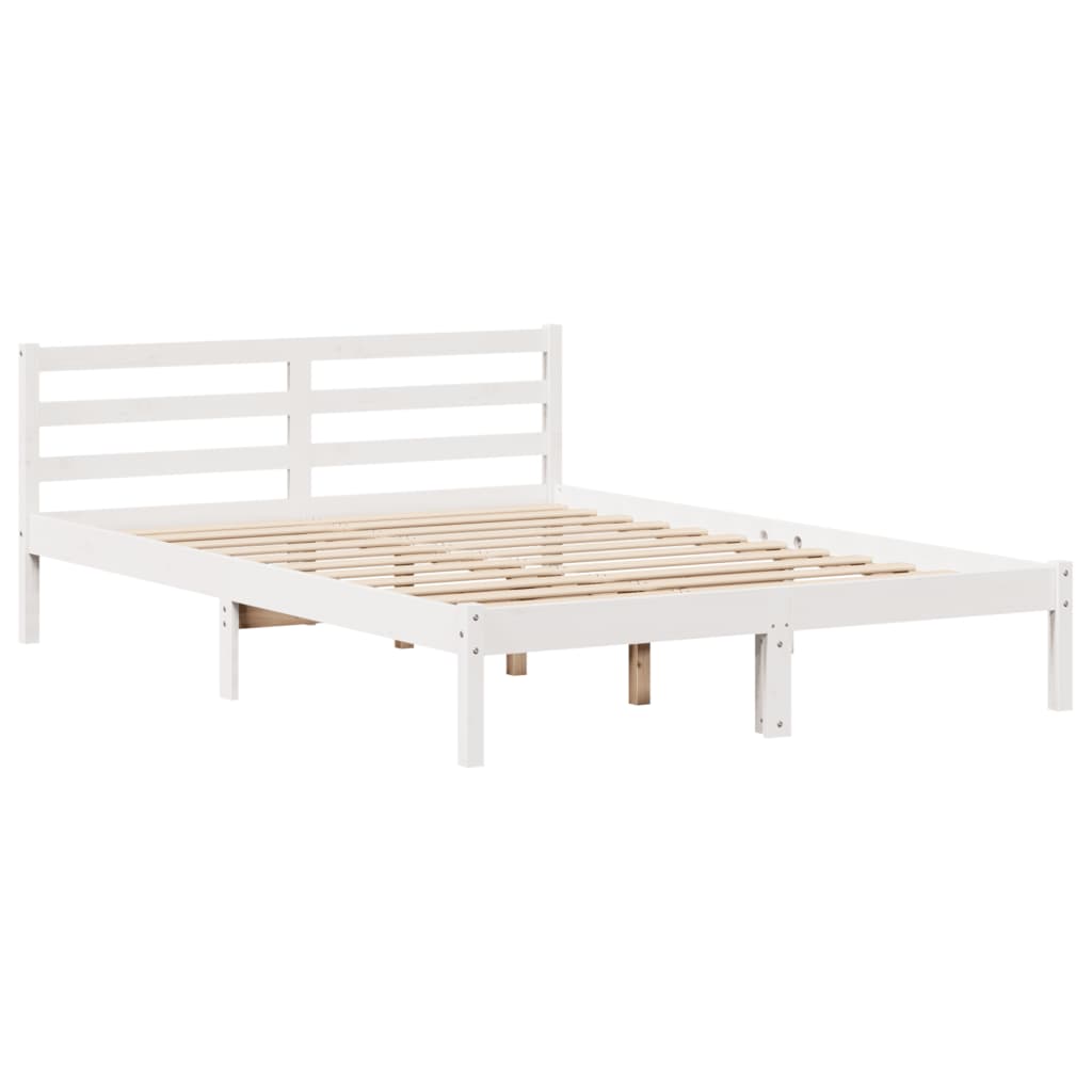 Cama sem colchão 120x190 cm madeira de pinho maciça branco