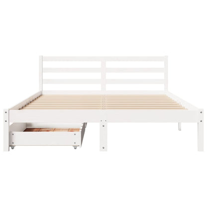 Cama sem colchão 135x190 cm madeira de pinho maciça branco