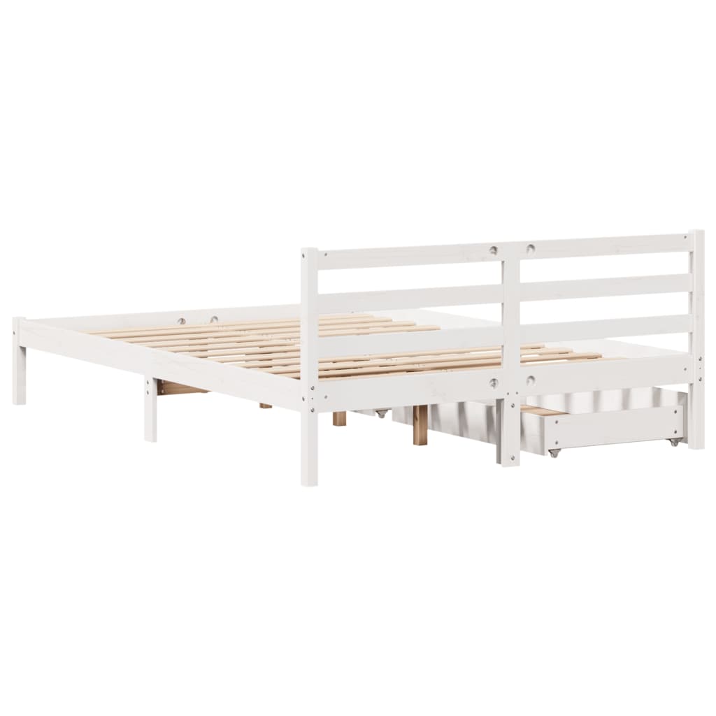 Cama sem colchão 135x190 cm madeira de pinho maciça branco