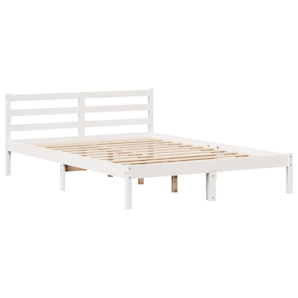 Cama sem colchão 135x190 cm madeira de pinho maciça branco