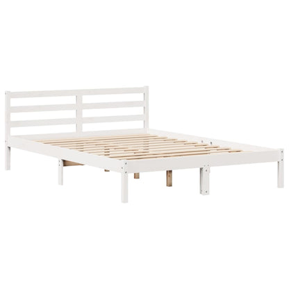 Cama sem colchão 135x190 cm madeira de pinho maciça branco