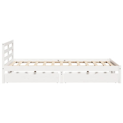 Cama sem colchão 140x190 cm madeira de pinho maciça branco