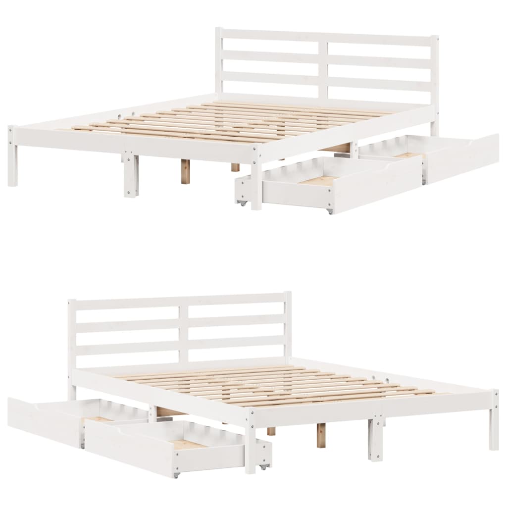 Cama sem colchão 140x190 cm madeira de pinho maciça branco