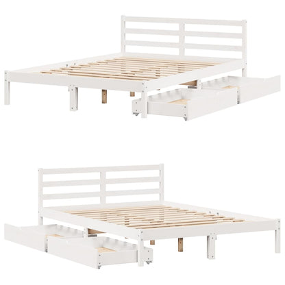 Cama sem colchão 140x190 cm madeira de pinho maciça branco