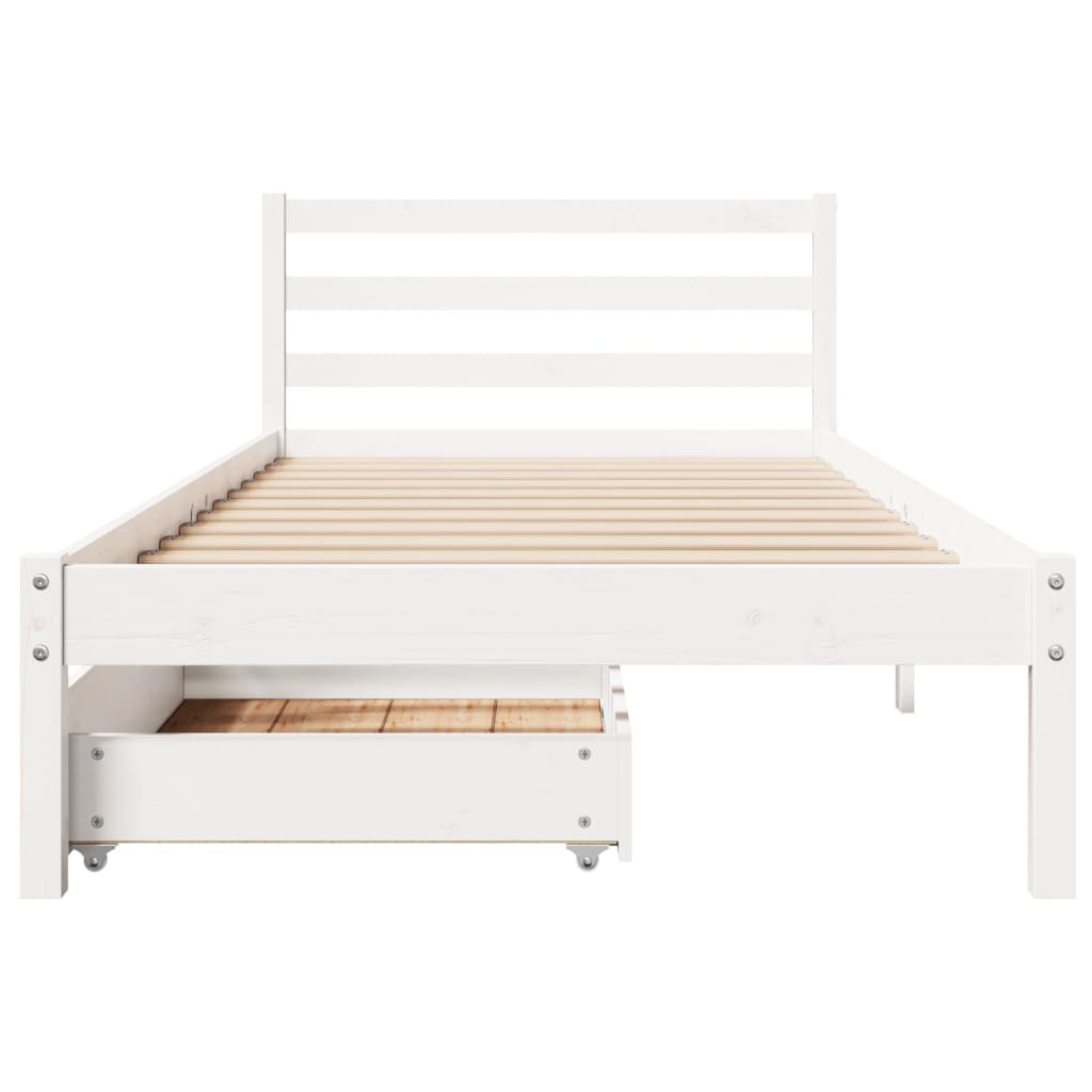 Cama sem colchão 90x200 cm madeira de pinho maciça branco