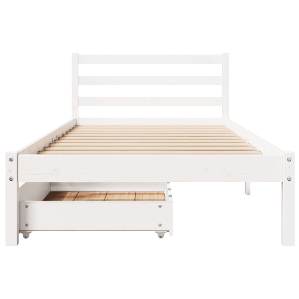 Cama sem colchão 100x200 cm madeira de pinho maciça branco