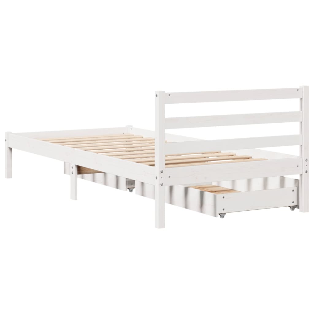 Cama sem colchão 100x200 cm madeira de pinho maciça branco