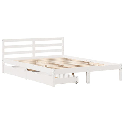 Cama sem colchão 160x200 cm madeira de pinho maciça branco