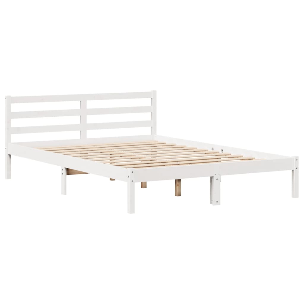 Cama sem colchão 160x200 cm madeira de pinho maciça branco