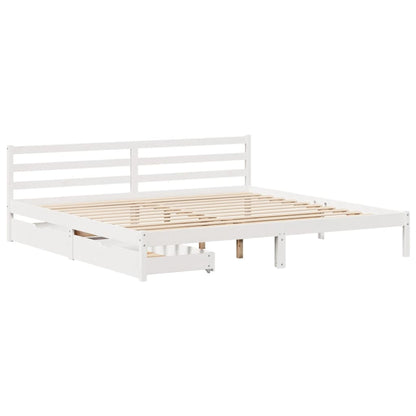 Cama sem colchão 180x200 cm madeira de pinho maciça branco