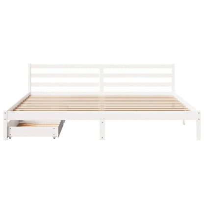 Cama sem colchão 200x200 cm madeira de pinho maciça branco