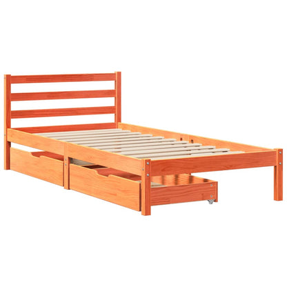 Cama sem colchão 90x190 cm madeira de pinho maciça castanho-mel