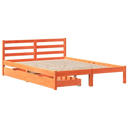 Cama sem colchão 135x190 cm madeira pinho maciça castanho-mel