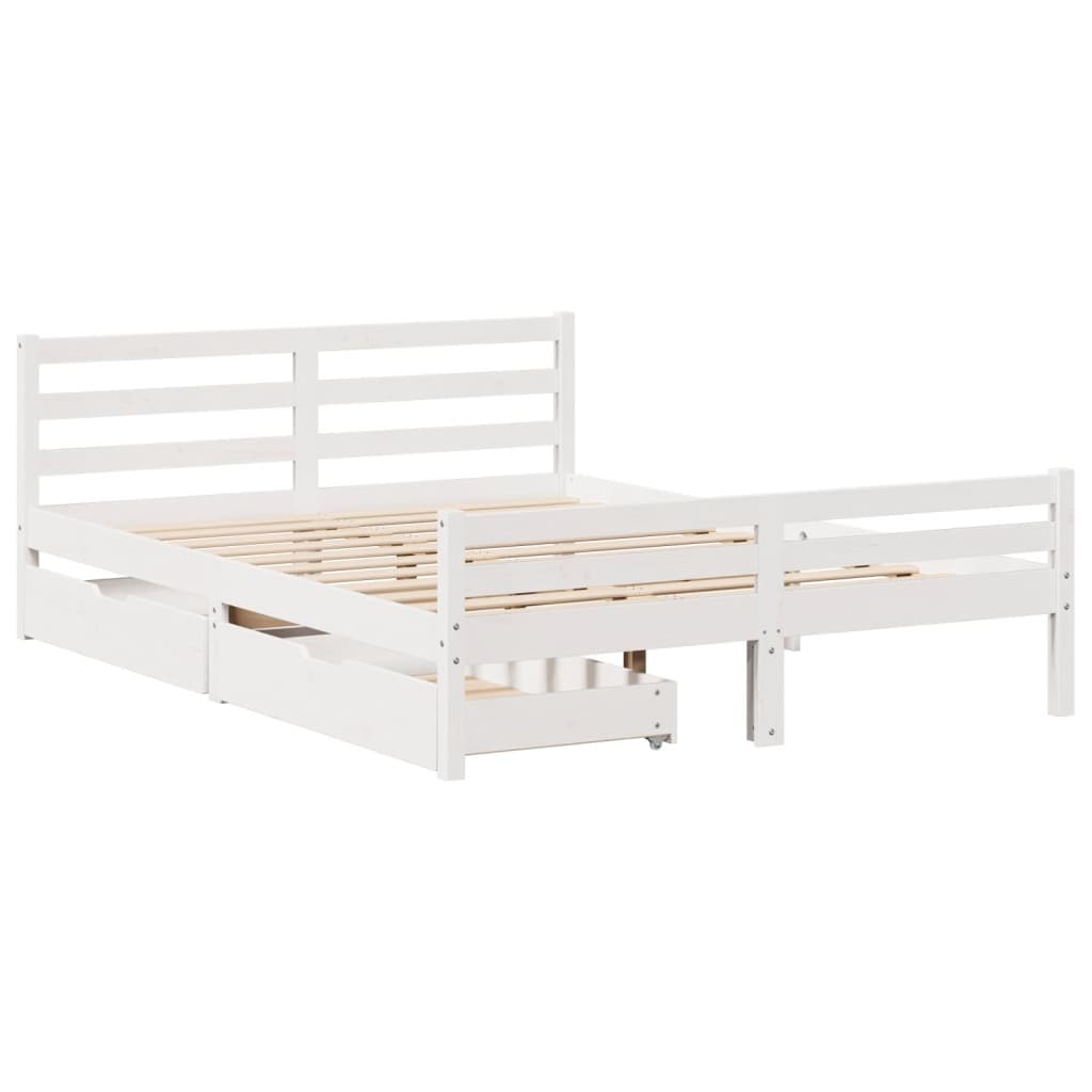 Cama sem colchão 135x190 cm madeira de pinho maciça branco