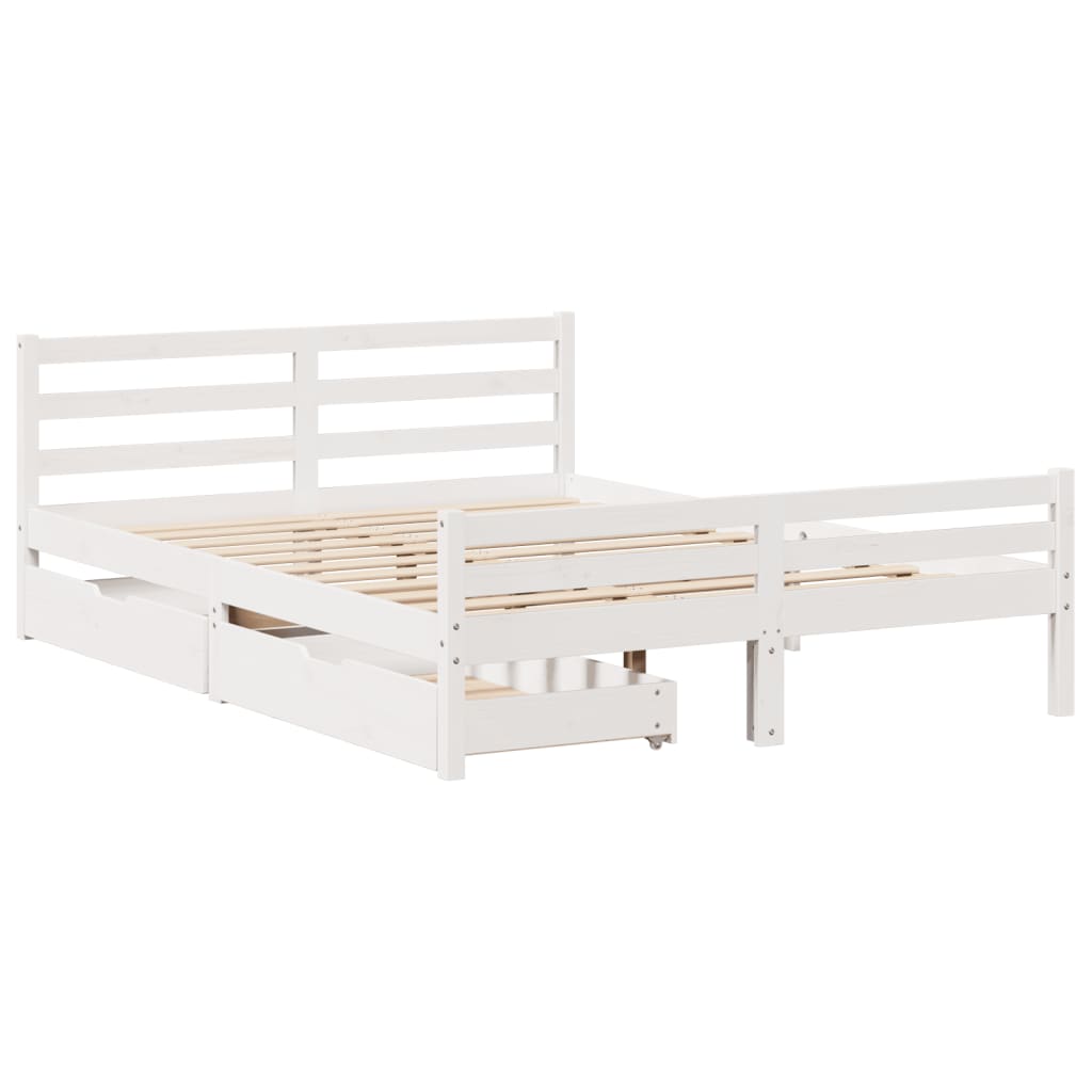 Cama sem colchão 140x190 cm madeira de pinho maciça branco