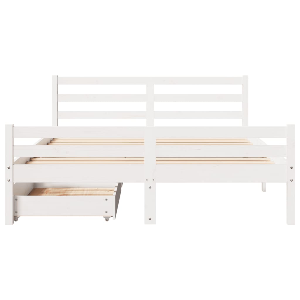 Cama sem colchão 140x190 cm madeira de pinho maciça branco