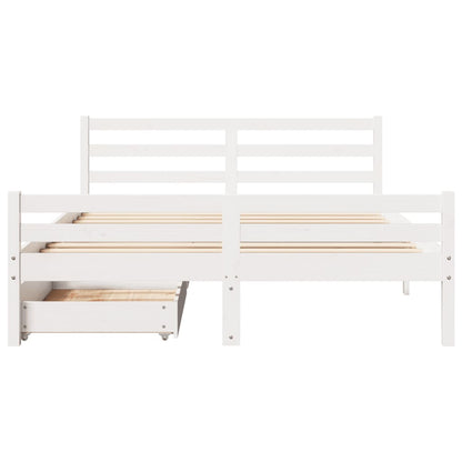 Cama sem colchão 140x190 cm madeira de pinho maciça branco