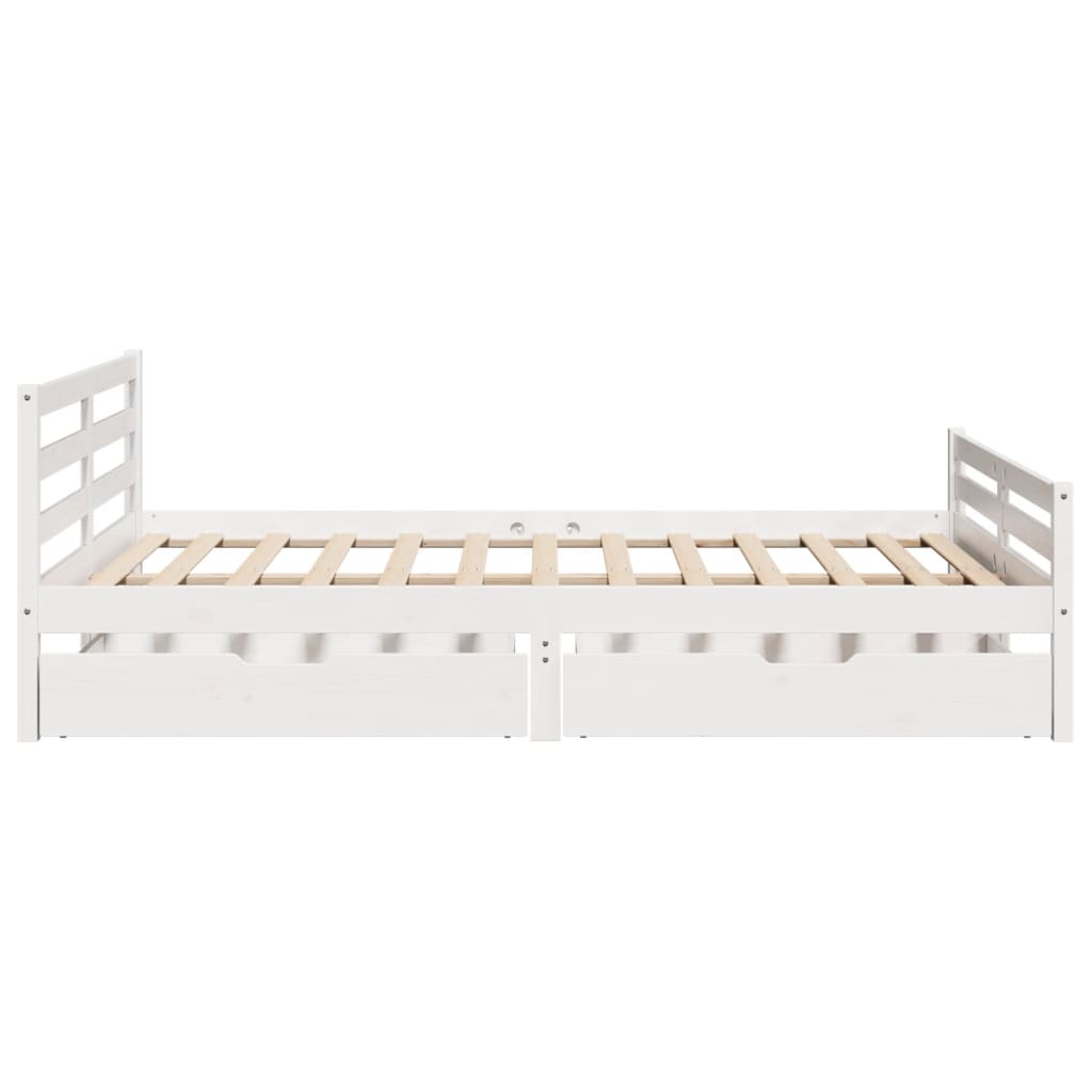 Cama sem colchão 140x190 cm madeira de pinho maciça branco