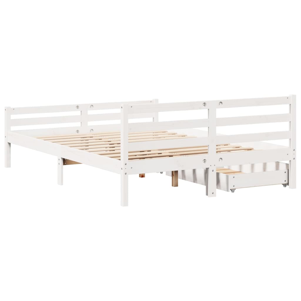 Cama sem colchão 140x190 cm madeira de pinho maciça branco