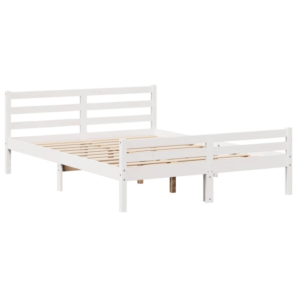 Cama sem colchão 140x190 cm madeira de pinho maciça branco