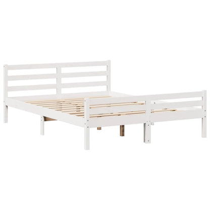 Cama sem colchão 140x190 cm madeira de pinho maciça branco