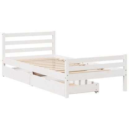 Cama sem colchão 90x200 cm madeira de pinho maciça branco