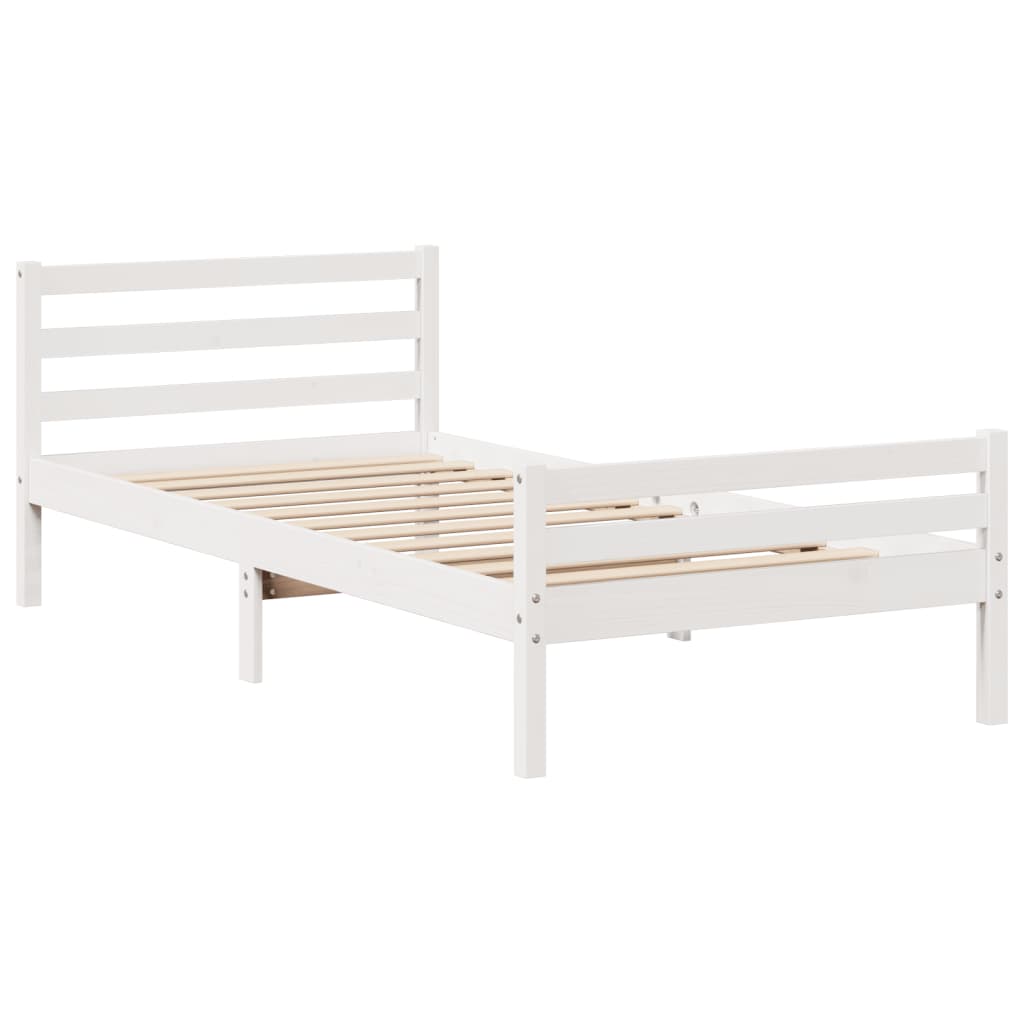 Cama sem colchão 90x200 cm madeira de pinho maciça branco