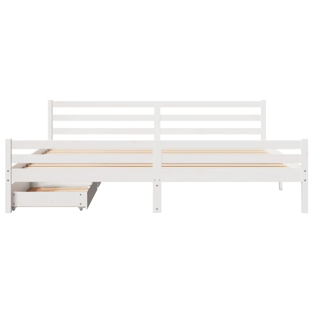 Cama sem colchão 200x200 cm madeira de pinho maciça branco