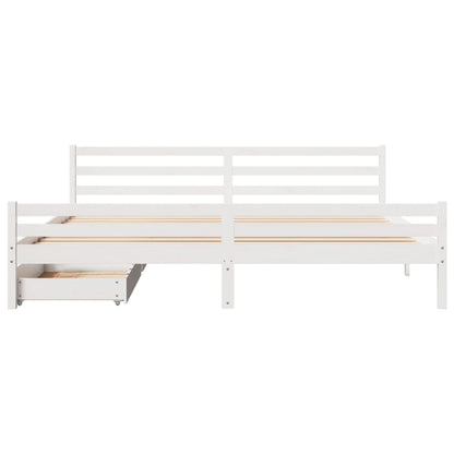 Cama sem colchão 200x200 cm madeira de pinho maciça branco