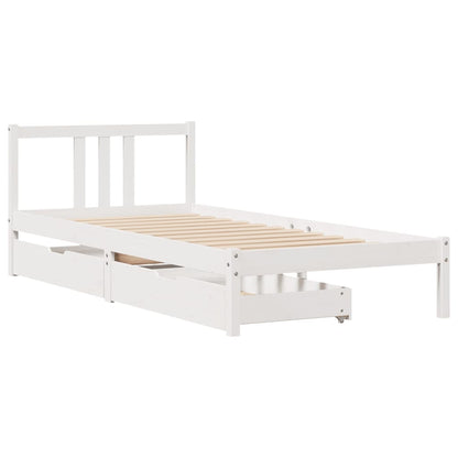 Cama sem colchão 90x200 cm madeira de pinho maciça branco