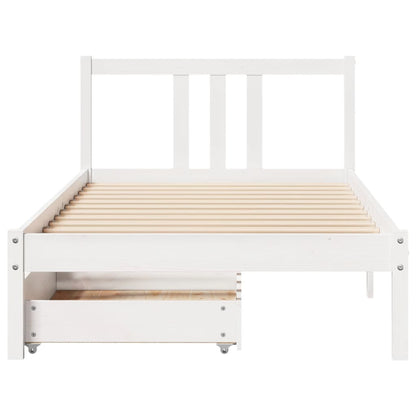 Cama sem colchão 90x200 cm madeira de pinho maciça branco