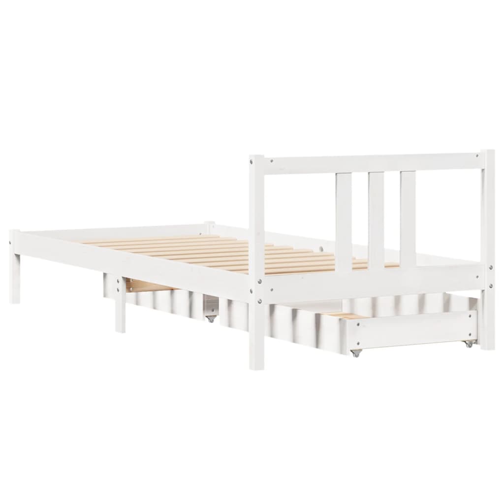 Cama sem colchão 90x200 cm madeira de pinho maciça branco