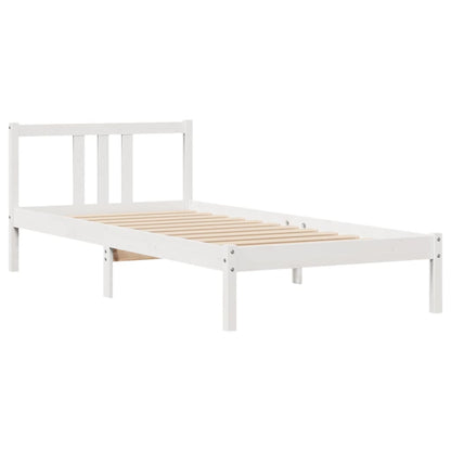 Cama sem colchão 90x200 cm madeira de pinho maciça branco