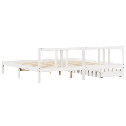 Cama sem colchão 200x200 cm madeira de pinho maciça branco