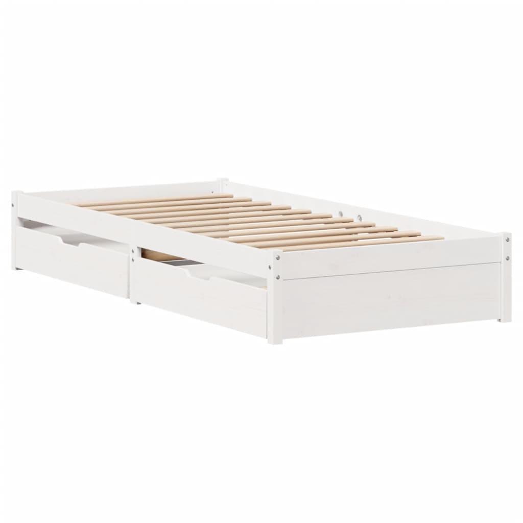 Cama sem colchão 75x190 cm madeira de pinho maciça branco