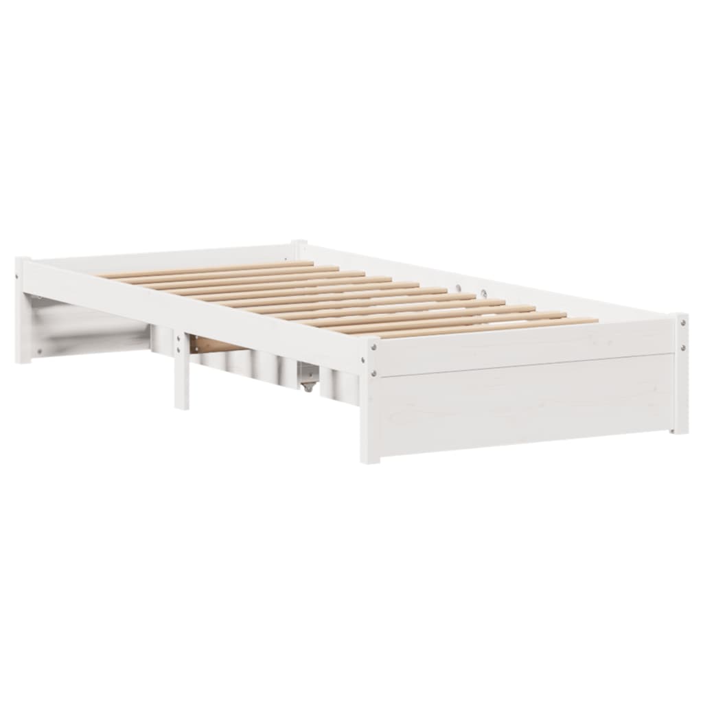 Cama sem colchão 75x190 cm madeira de pinho maciça branco