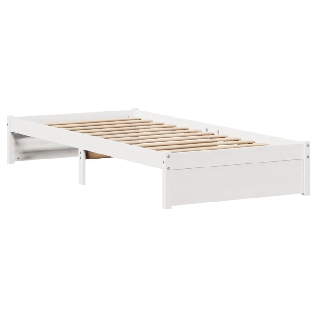 Cama sem colchão 75x190 cm madeira de pinho maciça branco