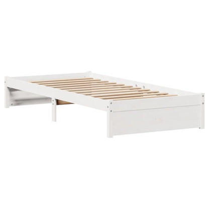 Cama sem colchão 75x190 cm madeira de pinho maciça branco