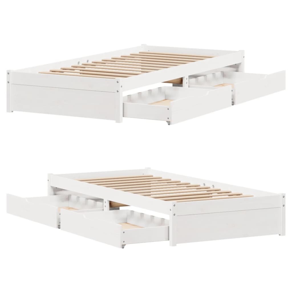 Cama sem colchão 90x190 cm madeira de pinho maciça branco