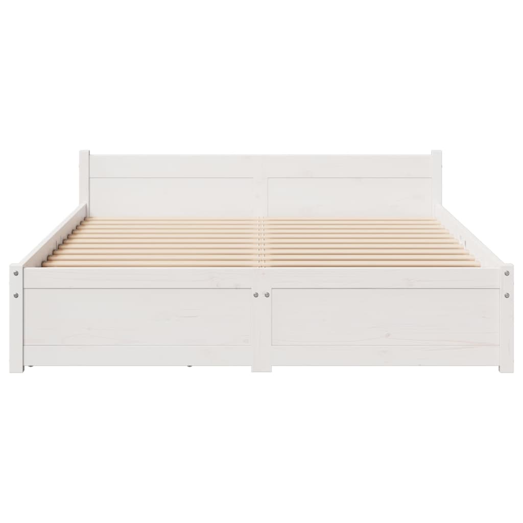 Cama sem colchão 135x190 cm madeira de pinho maciça branco