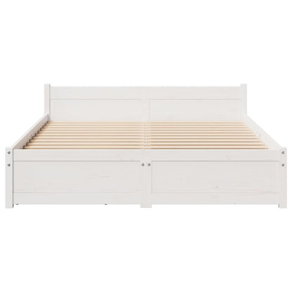 Cama sem colchão 135x190 cm madeira de pinho maciça branco