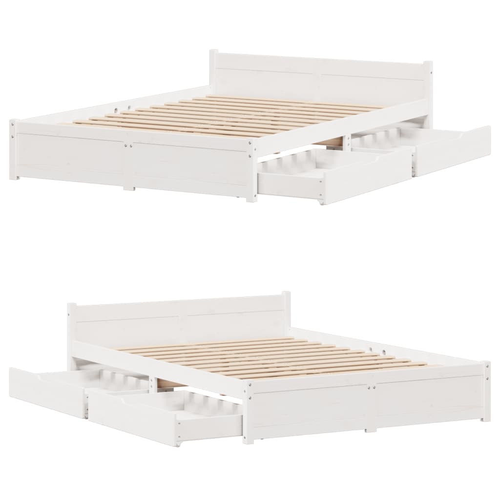 Cama sem colchão 135x190 cm madeira de pinho maciça branco