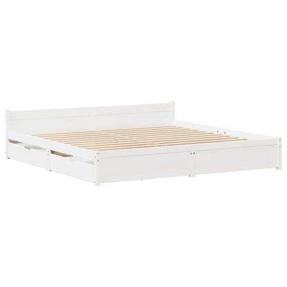 Cama sem colchão 140x190 cm madeira de pinho maciça branco