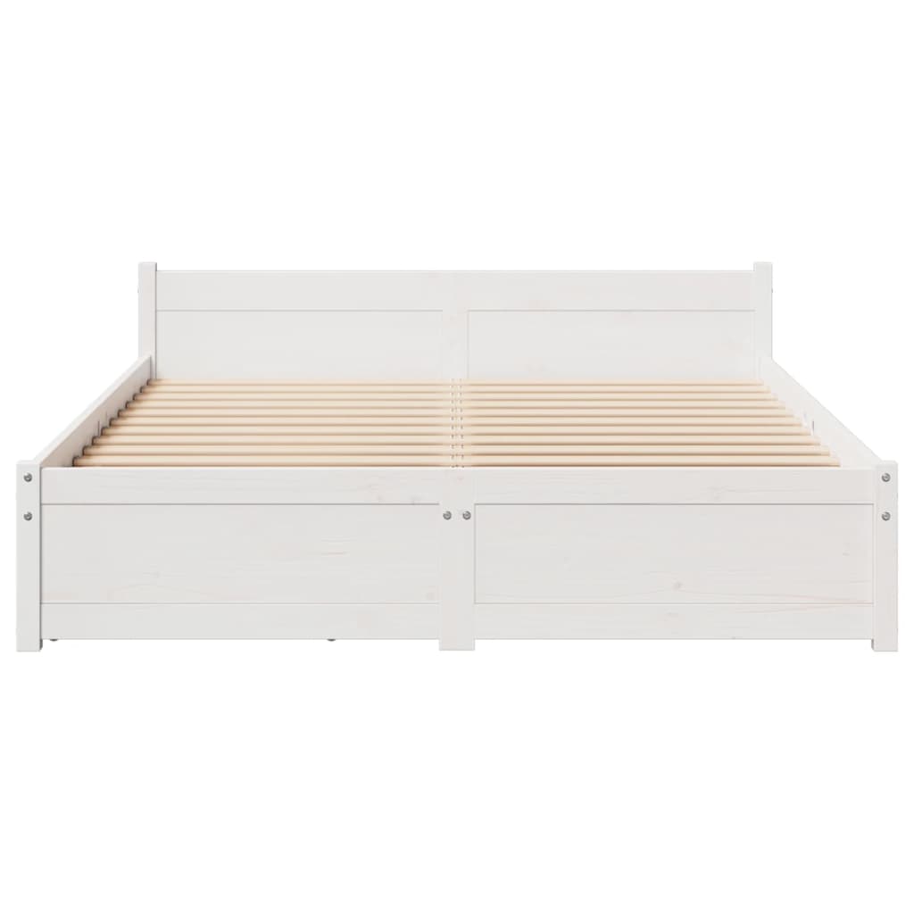 Cama sem colchão 140x190 cm madeira de pinho maciça branco