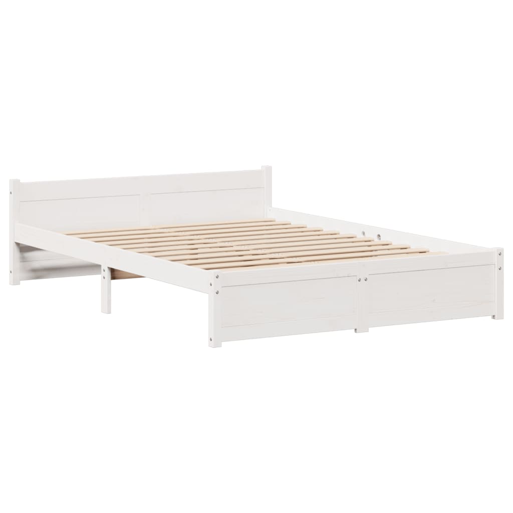 Cama sem colchão 140x190 cm madeira de pinho maciça branco