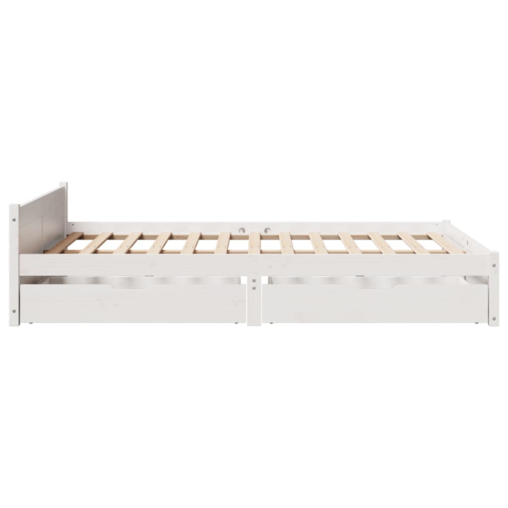 Cama sem colchão 140x190 cm madeira de pinho maciça branco