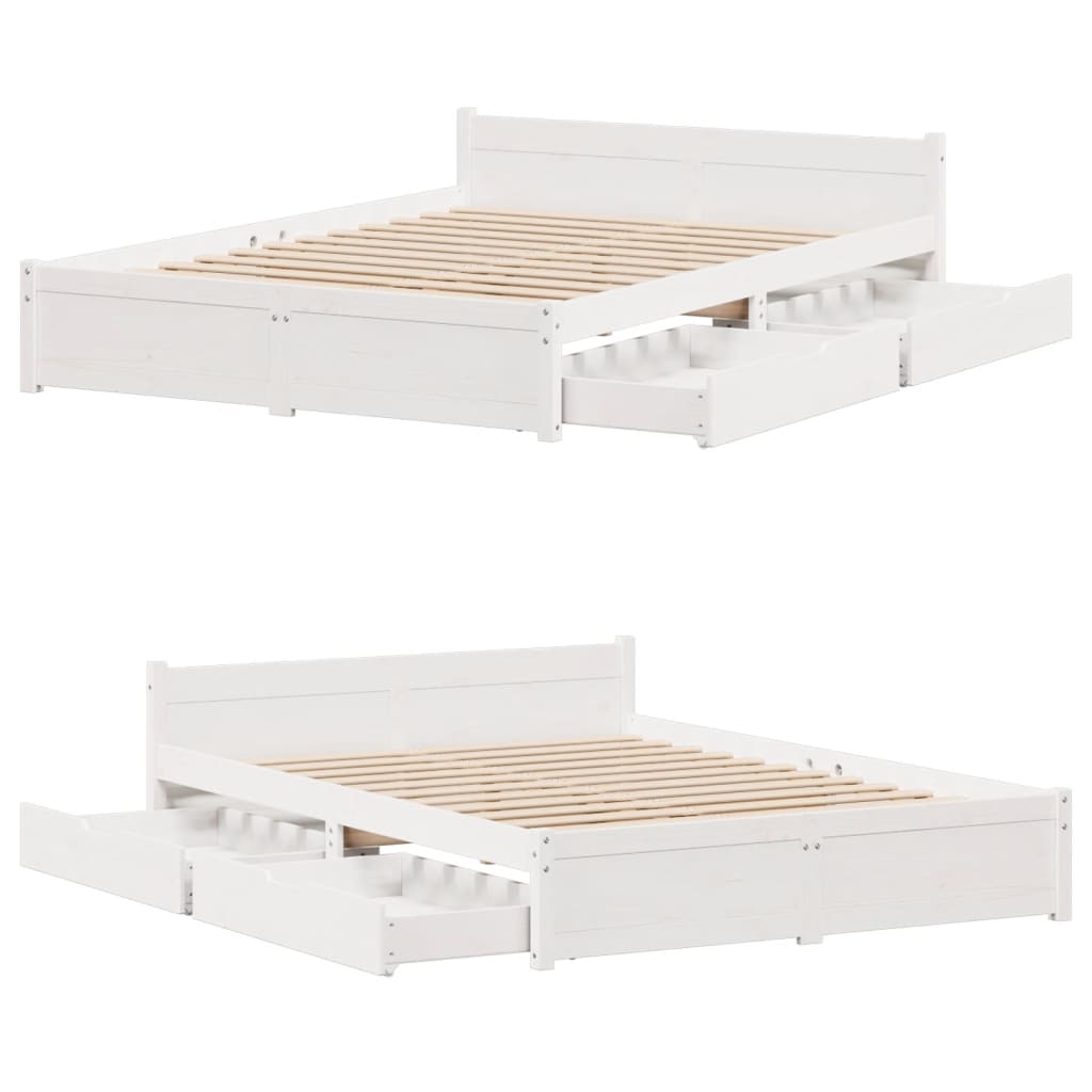 Cama sem colchão 140x190 cm madeira de pinho maciça branco