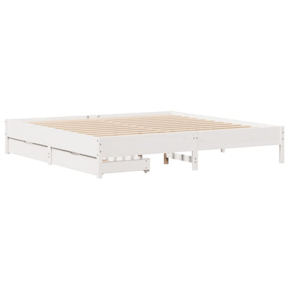 Cama sem colchão 180x200 cm madeira de pinho maciça branco