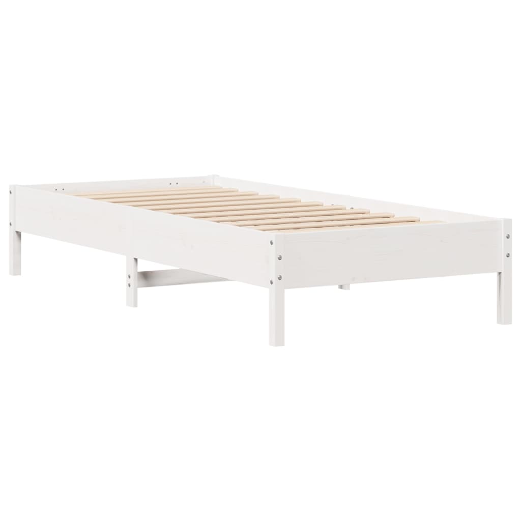 Cama sem colchão 100x200 cm madeira de pinho maciça branco