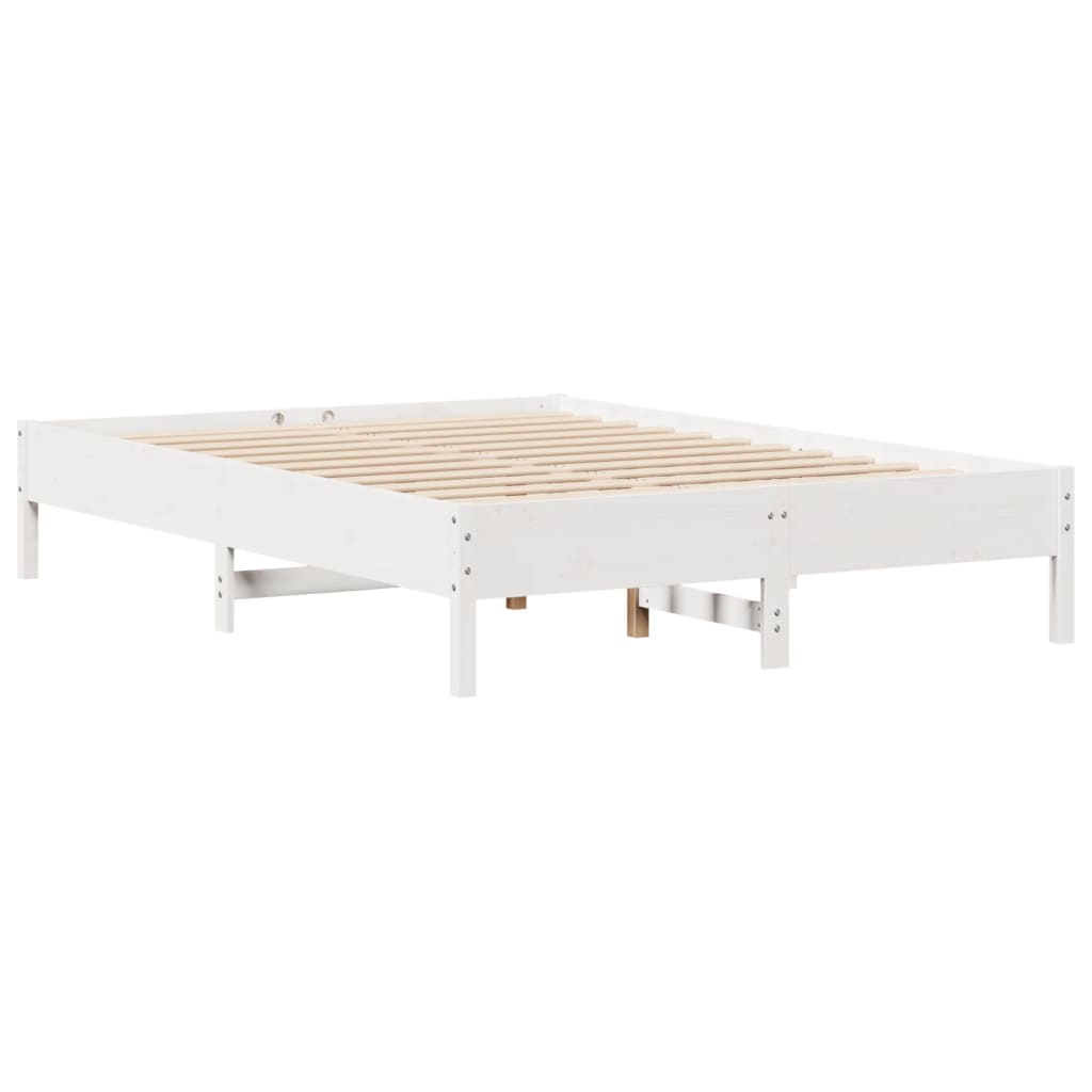 Cama sem colchão 135x190 cm madeira de pinho maciça branco